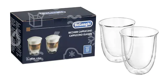 skleničky na cappuccino DeLonghi, termo, 190 ml, sada 2ks